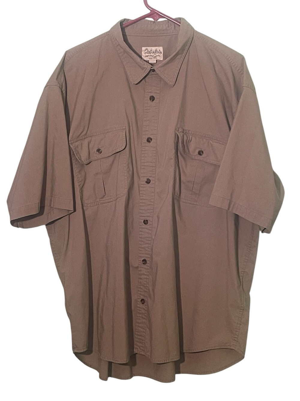 Cabela’s khaki tan, short sleeve work shirt. Size 2XL GUC